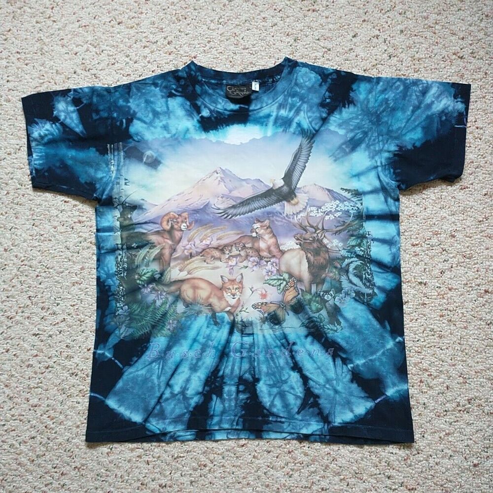 VTG Lisa Chapman Graphics T Shirt L/M*Tie Dye BuschGarden Wild Life SingleStitch